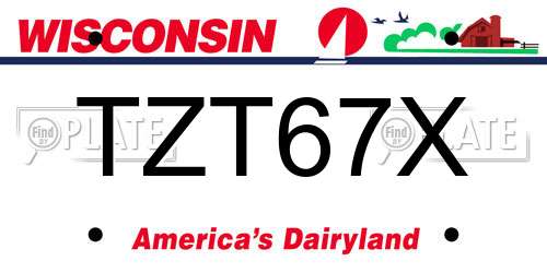 TZT67X Wisconsin License Plate