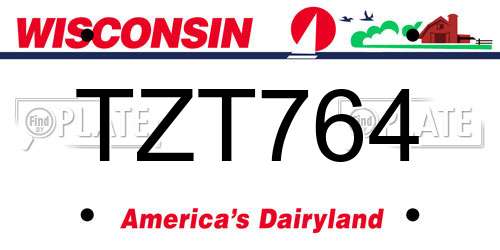 TZT764 Wisconsin License Plate