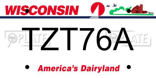 TZT76A Wisconsin License Plate