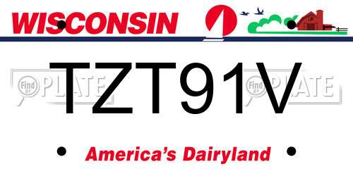TZT91V Wisconsin License Plate