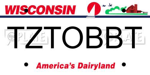 TZTOBBT Wisconsin License Plate