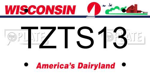 TZTS13 Wisconsin License Plate
