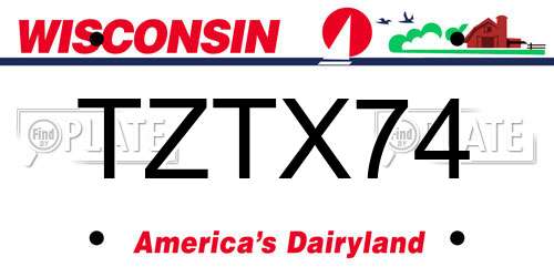 TZTX74 Wisconsin License Plate