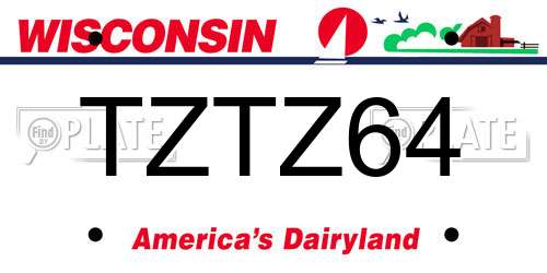 TZTZ64 Wisconsin License Plate