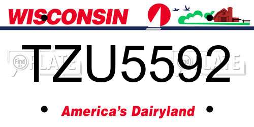 TZU5592 Wisconsin License Plate