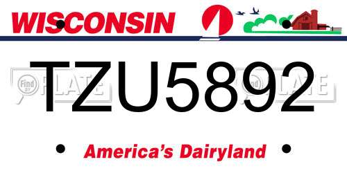 TZU5892 Wisconsin License Plate