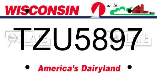 TZU5897 Wisconsin License Plate