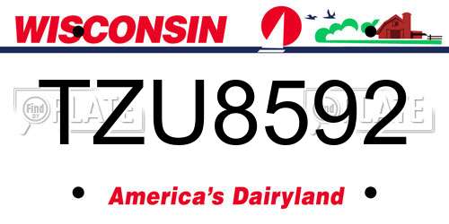 TZU8592 Wisconsin License Plate