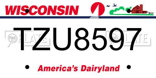 TZU8597 Wisconsin License Plate
