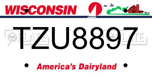TZU8897 Wisconsin License Plate