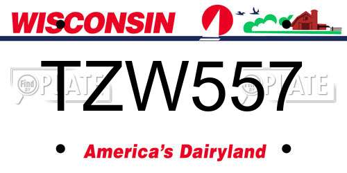 TZW557 Wisconsin License Plate