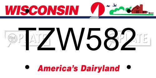 TZW582 Wisconsin License Plate