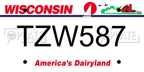 TZW587 Wisconsin License Plate