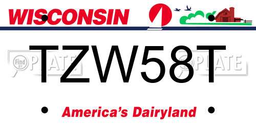 TZW58T Wisconsin License Plate