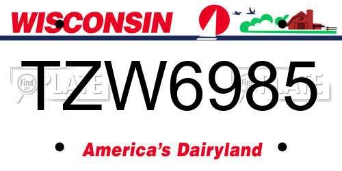 TZW6985 Wisconsin License Plate