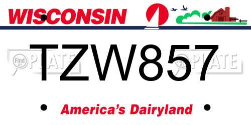 TZW857 Wisconsin License Plate