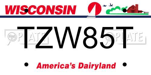 TZW85T Wisconsin License Plate