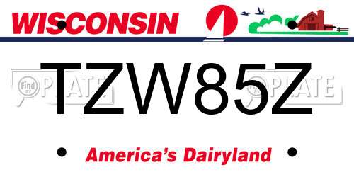 TZW85Z Wisconsin License Plate