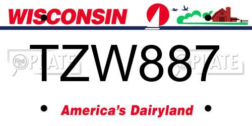 TZW887 Wisconsin License Plate