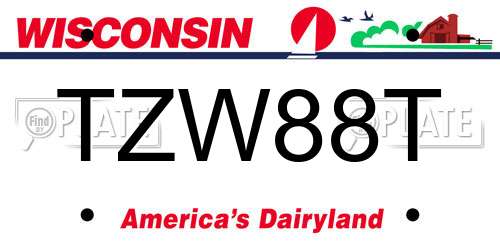 TZW88T Wisconsin License Plate