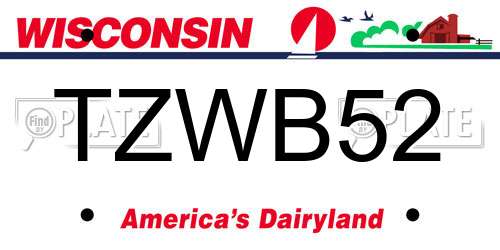 TZWB52 Wisconsin License Plate