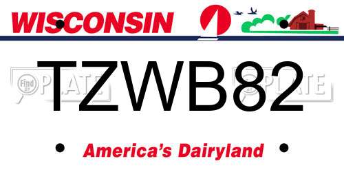 TZWB82 Wisconsin License Plate