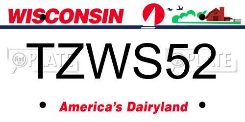 TZWS52 Wisconsin License Plate
