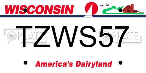 TZWS57 Wisconsin License Plate