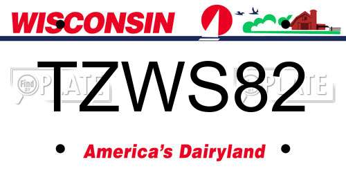 TZWS82 Wisconsin License Plate