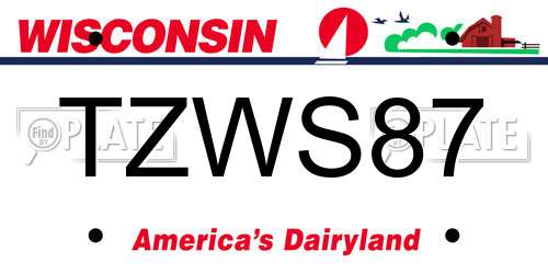 TZWS87 Wisconsin License Plate