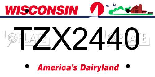 TZX2440 Wisconsin License Plate