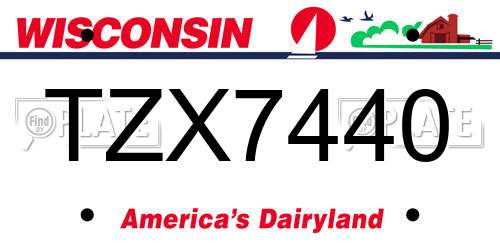 TZX7440 Wisconsin License Plate