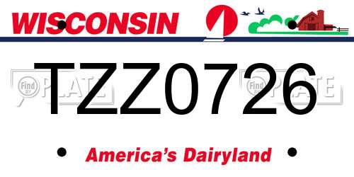 TZZ0726 Wisconsin License Plate