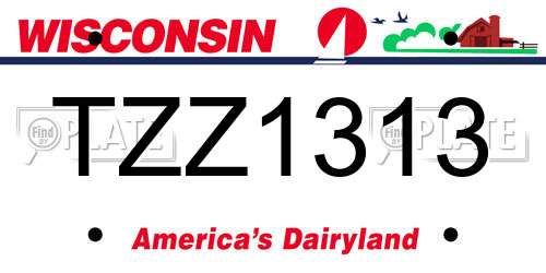 TZZ1313 Wisconsin License Plate