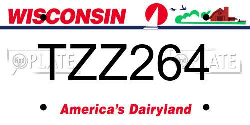 TZZ264 Wisconsin License Plate