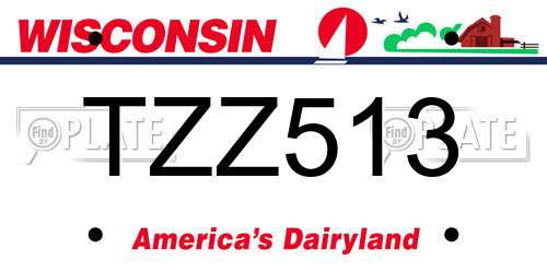TZZ513 Wisconsin License Plate