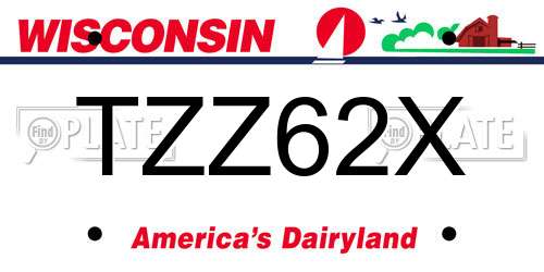 TZZ62X Wisconsin License Plate