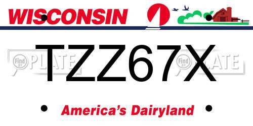 TZZ67X Wisconsin License Plate