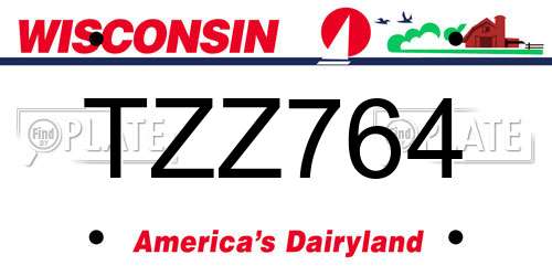 TZZ764 Wisconsin License Plate