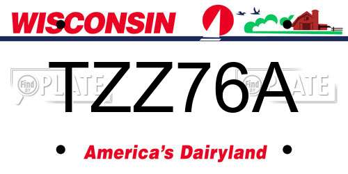 TZZ76A Wisconsin License Plate