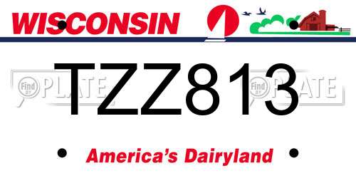 TZZ813 Wisconsin License Plate