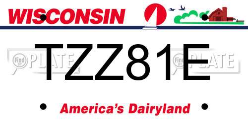 TZZ81E Wisconsin License Plate