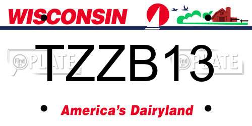 TZZB13 Wisconsin License Plate