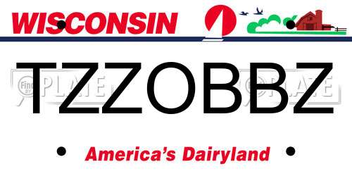 TZZOBBZ Wisconsin License Plate