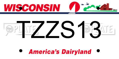 TZZS13 Wisconsin License Plate