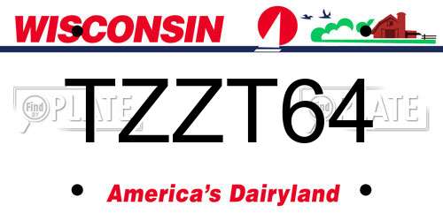 TZZT64 Wisconsin License Plate