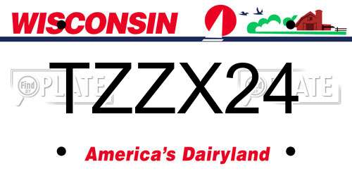 TZZX24 Wisconsin License Plate