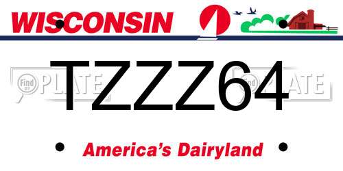 TZZZ64 Wisconsin License Plate