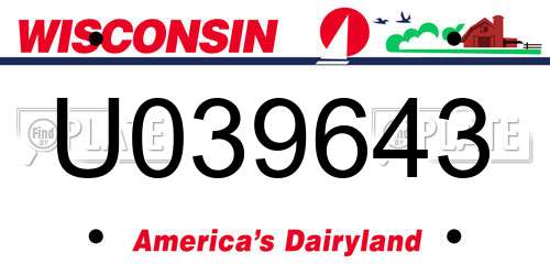 U039643 Wisconsin License Plate