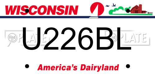 U226BL Wisconsin License Plate